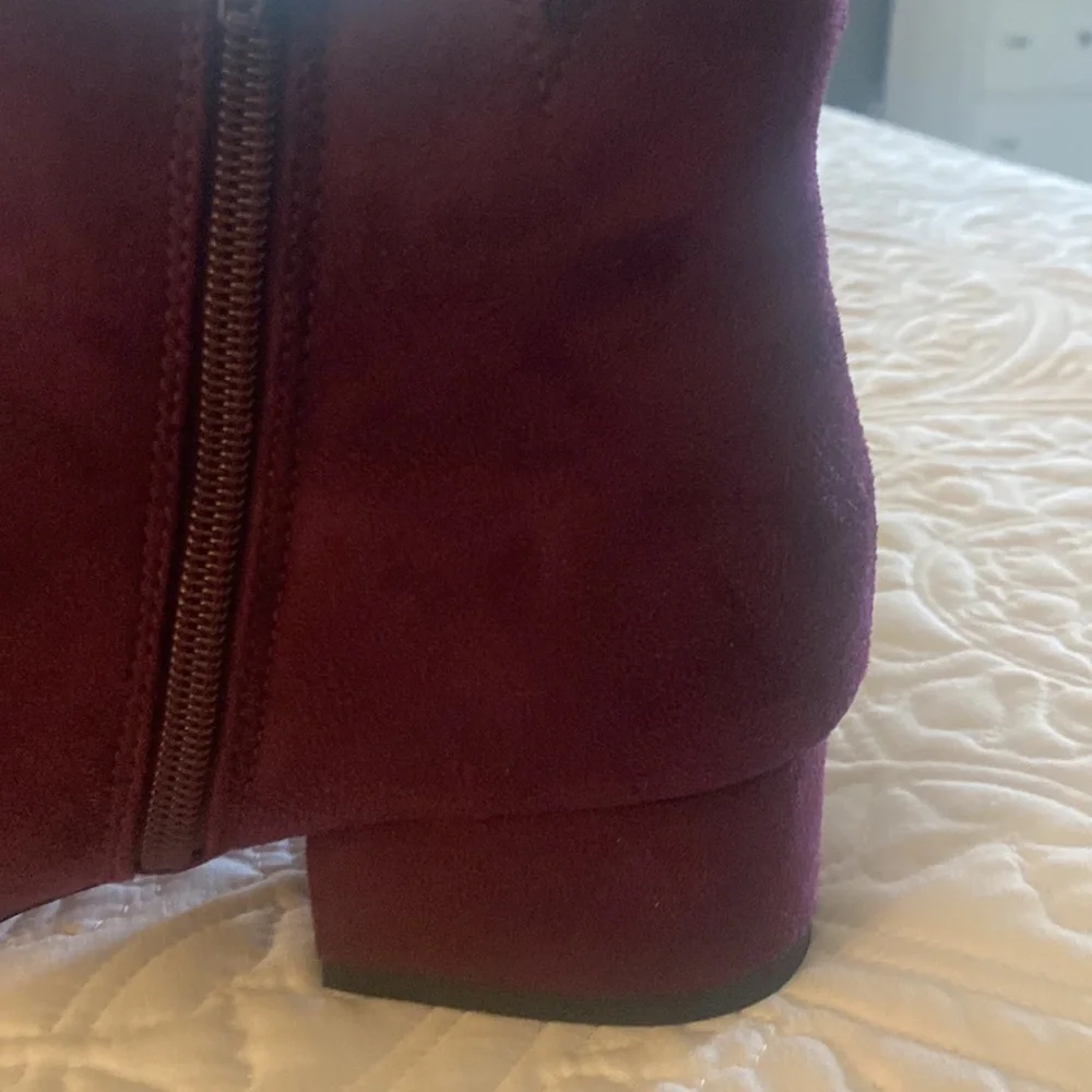 Plum colored low boots with a little fringe zipper. Brand new. - Picture 5 of 8